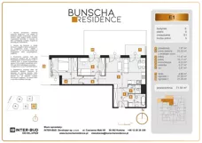 3 pokoje, mieszkanie 71,54 m², parter, oferta nr E1, Bunscha Residence, Kraków, Dębniki, Ruczaj, ul. Bunscha