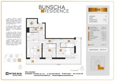 4 pokoje, mieszkanie 86,16 m², piętro 1, oferta nr E15, Bunscha Residence, Kraków, Dębniki, Ruczaj, ul. Bunscha