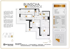 4 pokoje, mieszkanie 94,78 m², piętro 4, oferta nr E42, Bunscha Residence, Kraków, Dębniki, Ruczaj, ul. Bunscha