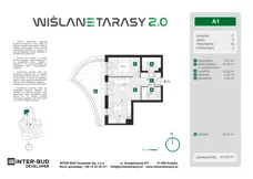2 pokoje, mieszkanie 47,24 m², parter, oferta nr A.1, Wiślane Tarasy 2.0, Kraków, Grzegórzki, ul. Grzegórzecka/Stachowskiego