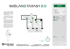 2 pokoje, mieszkanie 40,73 m², piętro 3, oferta nr B.115, Wiślane Tarasy 2.0, Kraków, Grzegórzki, ul. Grzegórzecka/Stachowskiego