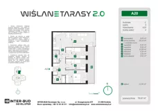 4 pokoje, mieszkanie 78,67 m², piętro 3, oferta nr A.20, Wiślane Tarasy 2.0, Kraków, Grzegórzki, ul. Grzegórzecka/Stachowskiego