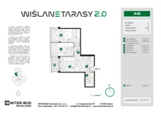 3 pokoje, mieszkanie 61,73 m², piętro 6, oferta nr A.40, Wiślane Tarasy 2.0, Kraków, Grzegórzki, ul. Grzegórzecka/Stachowskiego