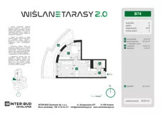 2 pokoje, mieszkanie 43,83 m², piętro 2, oferta nr B.97, Wiślane Tarasy 2.0, Kraków, Grzegórzki, ul. Grzegórzecka/Stachowskiego