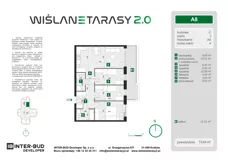 4 pokoje, mieszkanie 73,64 m², piętro 1, oferta nr A.8, Wiślane Tarasy 2.0, Kraków, Grzegórzki, ul. Grzegórzecka/Stachowskiego