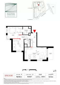 3 pokoje, apartament 69,50 m², piętro 4, oferta nr F.4.2, Inspire, Katowice, Osiedle Paderewskiego-Muchowiec, Dolina Trzech Stawów, ul. gen. Sikorskiego 41