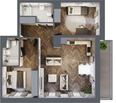 3 pokoje, apartament 72,92 m², piętro 1, oferta nr E.1.3, Inspire, Katowice, Osiedle Paderewskiego-Muchowiec, Dolina Trzech Stawów, ul. gen. Sikorskiego 41