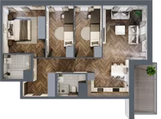 4 pokoje, apartament 78,78 m², piętro 2, oferta nr E.2.8, Inspire, Katowice, Osiedle Paderewskiego-Muchowiec, Dolina Trzech Stawów, ul. gen. Sikorskiego 41