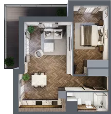 2 pokoje, apartament 52,22 m², piętro 3, oferta nr E.3.9, Inspire, Katowice, Osiedle Paderewskiego-Muchowiec, Dolina Trzech Stawów, ul. gen. Sikorskiego 41