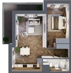 2 pokoje, apartament 52,23 m², piętro 6, oferta nr E.6.7, Inspire, Katowice, Osiedle Paderewskiego-Muchowiec, Dolina Trzech Stawów, ul. gen. Sikorskiego 41
