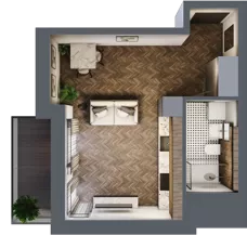 1 pokój, apartament 29,72 m², piętro 7, oferta nr F.7.5, Inspire, Katowice, Osiedle Paderewskiego-Muchowiec, Dolina Trzech Stawów, ul. gen. Sikorskiego 41