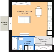 1 pokój, apartament 33,01 m², piętro 5, oferta nr AA.41, Strefa Progress, Łódź, Śródmieście, Śródmieście-Wschód, al. Kościuszki 132 / ul. Piotrkowska 217