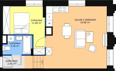 2 pokoje, mieszkanie 52,21 m², piętro 2, oferta nr AA.13, Strefa Progress, Łódź, Śródmieście, Śródmieście-Wschód, al. Kościuszki 132 / ul. Piotrkowska 217
