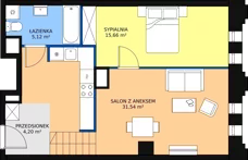 2 pokoje, apartament 57,29 m², piętro 4, oferta nr AA.29, Strefa Progress, Łódź, Śródmieście, Śródmieście-Wschód, al. Kościuszki 132 / ul. Piotrkowska 217