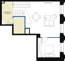 2 pokoje, apartament 70,68 m², piętro 2, oferta nr AA.11, Strefa Progress, Łódź, Śródmieście, Śródmieście-Wschód, al. Kościuszki 132 / ul. Piotrkowska 217