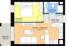 2 pokoje, mieszkanie 34,18 m², piętro 2, oferta nr A.03.05, NOW, Łódź, Widzew, Stary Widzew, ul. Dowborczyków 18