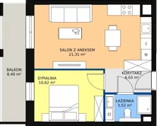 2 pokoje, mieszkanie 39,57 m², piętro 5, oferta nr A.06.04, NOW, Łódź, Widzew, Stary Widzew, ul. Dowborczyków 18