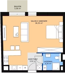1 pokój, mieszkanie 44,10 m², piętro 1, oferta nr C.02.04, NOW, Łódź, Widzew, Stary Widzew, ul. Dowborczyków 18