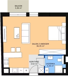 1 pokój, mieszkanie 44,11 m², piętro 2, oferta nr C.03.04, NOW, Łódź, Widzew, Stary Widzew, ul. Dowborczyków 18