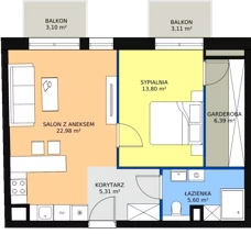 2 pokoje, mieszkanie 53,55 m², piętro 5, oferta nr C.06.04, NOW, Łódź, Widzew, Stary Widzew, ul. Dowborczyków 18
