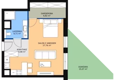 1 pokój, mieszkanie 46,26 m², parter, oferta nr D.01.03, NOW, Łódź, Widzew, Stary Widzew, ul. Dowborczyków 18