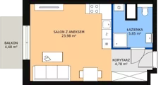 1 pokój, mieszkanie 34,78 m², piętro 1, oferta nr D.02.03, NOW, Łódź, Widzew, Stary Widzew, ul. Dowborczyków 18