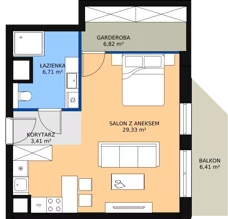 2 pokoje, mieszkanie 46,18 m², piętro 1, oferta nr D.02.06, NOW, Łódź, Widzew, Stary Widzew, ul. Dowborczyków 18
