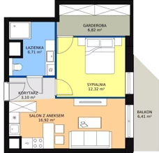 2 pokoje, mieszkanie 46,19 m², piętro 3, oferta nr D.04.06, NOW, Łódź, Widzew, Stary Widzew, ul. Dowborczyków 18