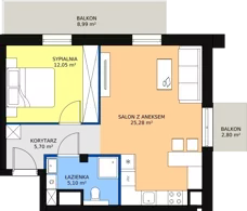 2 pokoje, mieszkanie 47,83 m², piętro 4, oferta nr D.05.02, NOW, Łódź, Widzew, Stary Widzew, ul. Dowborczyków 18