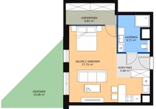 1 pokój, mieszkanie 45,85 m², parter, oferta nr E.01.08, NOW, Łódź, Widzew, Stary Widzew, ul. Dowborczyków 18