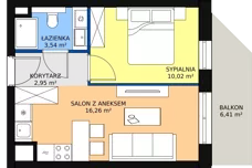 2 pokoje, mieszkanie 32,58 m², piętro 1, oferta nr E.02.01, NOW, Łódź, Widzew, Stary Widzew, ul. Dowborczyków 18