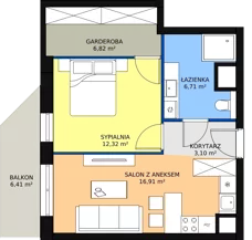 2 pokoje, mieszkanie 45,69 m², piętro 1, oferta nr E.02.08, NOW, Łódź, Widzew, Stary Widzew, ul. Dowborczyków 18
