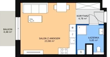 1 pokój, mieszkanie 34,78 m², piętro 1, oferta nr E.02.11, NOW, Łódź, Widzew, Stary Widzew, ul. Dowborczyków 18