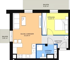 2 pokoje, mieszkanie 47,93 m², piętro 4, oferta nr E.05.06, NOW, Łódź, Widzew, Stary Widzew, ul. Dowborczyków 18