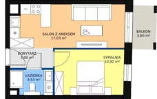 2 pokoje, mieszkanie 34,20 m², piętro 1, oferta nr F.02.05, NOW, Łódź, Widzew, Stary Widzew, ul. Dowborczyków 18