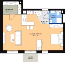 1 pokój, mieszkanie 31,76 m², piętro 3, oferta nr F.04.02, NOW, Łódź, Widzew, Stary Widzew, ul. Dowborczyków 18