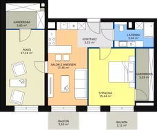 1 pokój, mieszkanie 41,34 m², piętro 5, oferta nr F.06.01, NOW, Łódź, Widzew, Stary Widzew, ul. Dowborczyków 18