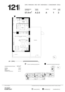 2 pokoje, apartament 57,90 m², piętro 1, oferta nr CYLK_CYLK_A.2.5, Legionów 121, Gdynia, Redłowo, ul. Legionów 121