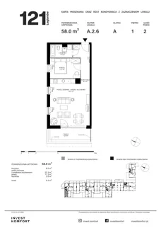 2 pokoje, apartament 58,00 m², piętro 1, oferta nr CYLK_CYLK_A.2.6, Legionów 121, Gdynia, Redłowo, ul. Legionów 121