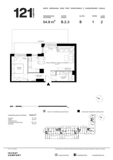 2 pokoje, apartament 54,80 m², piętro 1, oferta nr CYLK_CYLK_B.2.3, Legionów 121, Gdynia, Redłowo, ul. Legionów 121