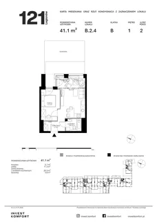 2 pokoje, apartament 41,10 m², piętro 1, oferta nr CYLK_CYLK_B.2.4, Legionów 121, Gdynia, Redłowo, ul. Legionów 121