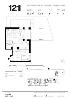 2 pokoje, apartament 49,90 m², piętro 1, oferta nr CYLK_CYLK_E.2.2, Legionów 121, Gdynia, Redłowo, ul. Legionów 121