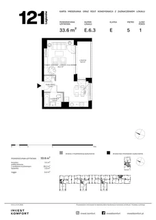 1 pokój, apartament 33,60 m², piętro 5, oferta nr CYLK_CYLK_E.6.3, Legionów 121, Gdynia, Redłowo, ul. Legionów 121