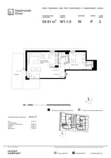2 pokoje, apartament 59,91 m², parter, oferta nr NAD3_UW_W1.1.5, Nadmorski Dwór, Gdańsk, Brzeźno, ul. Nadmorski Dwór