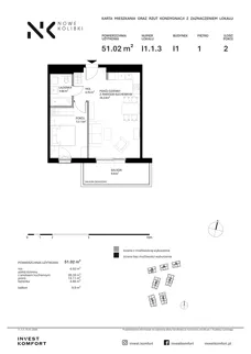 2 pokoje, apartament 51,02 m², piętro 1, oferta nr BER2_IJK_I1.1.3, Nowe Kolibki, Gdynia, Orłowo, Kolibki, ul. Bernadowska
