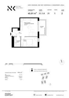 2 pokoje, apartament 45,01 m², piętro 1, oferta nr BER2_IJK_J1.1.4, Nowe Kolibki, Gdynia, Orłowo, Kolibki, ul. Bernadowska