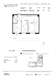 3 pokoje, apartament 61,80 m², piętro 4, oferta nr WITA_A_A1.5.1, Wita 77, Gdańsk, Strzyża, ul. Wita Stwosza 77