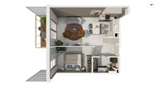 2 pokoje, apartament 50,40 m², piętro 2, oferta nr NAD3_UW_U1.3.3, Nadmorski Dwór, Gdańsk, Brzeźno, ul. Nadmorski Dwór