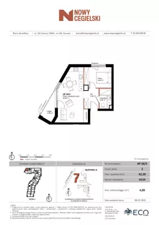 2 pokoje, mieszkanie 42,20 m², piętro 2, oferta nr A114, Nowy Cegielski, Poznań, Wilda, ul. 28 Czerwca 1956 r.