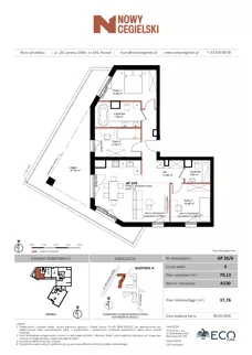 4 pokoje, mieszkanie 79,13 m², piętro 6, oferta nr A130, Nowy Cegielski, Poznań, Wilda, ul. 28 Czerwca 1956 r.